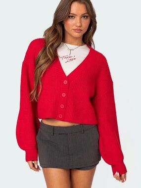 Edikted Sabrina Chunky Knit Cropped Cardigan